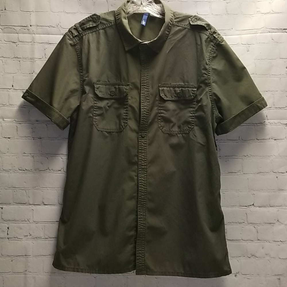 Army green H&M button down tshirt